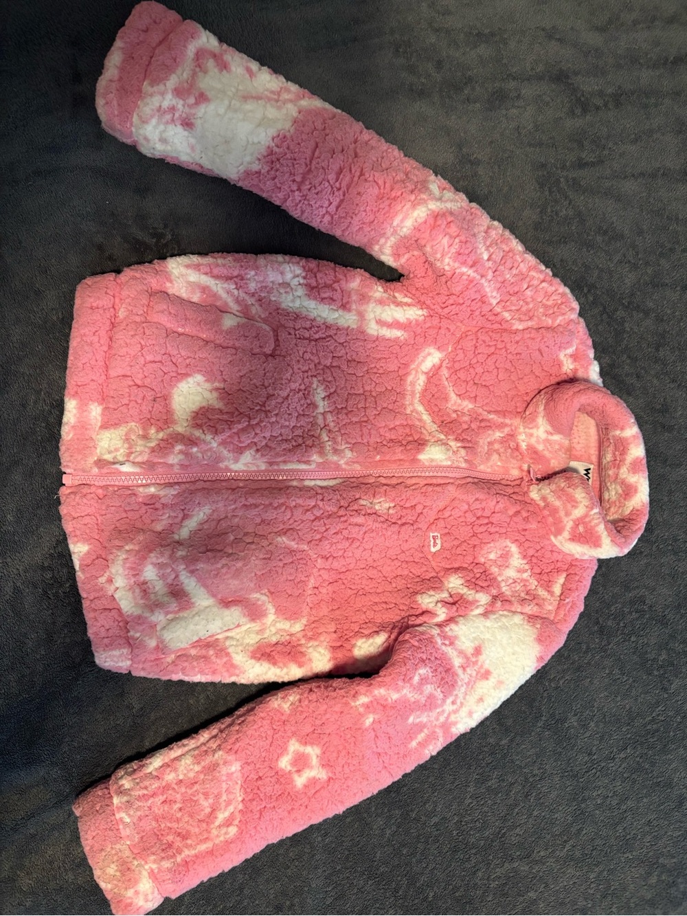 Wrangler x Barbie Pink and White Sherpa Zip Jacket for Kids